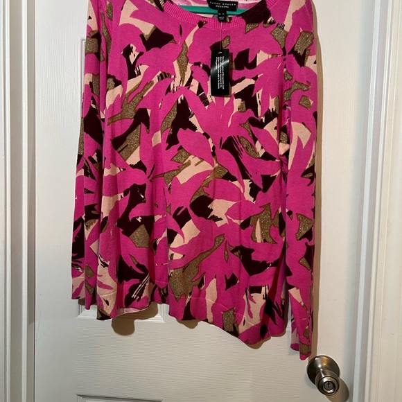 ๐ฆ NWT Susan Graver Pink and Brown Patterned Sweater size xlarge - Picture 2 of 6